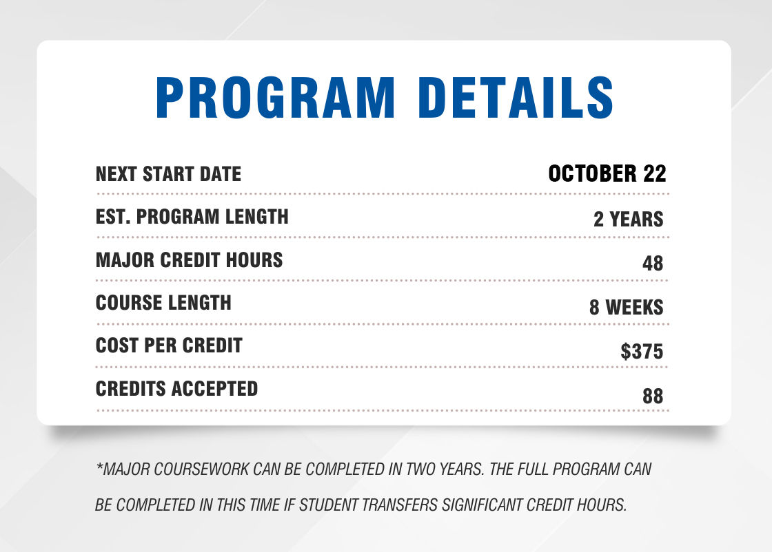 Program Details. Next start date is October 22. 