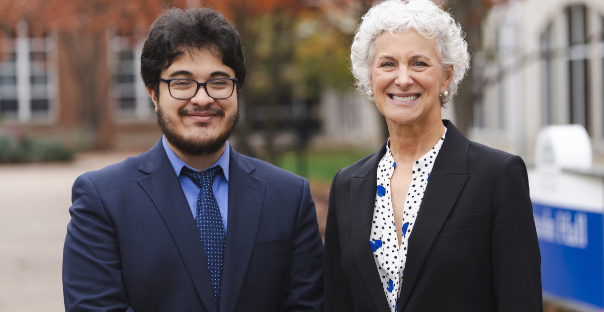 Marvin Romo and President Barbara Farley