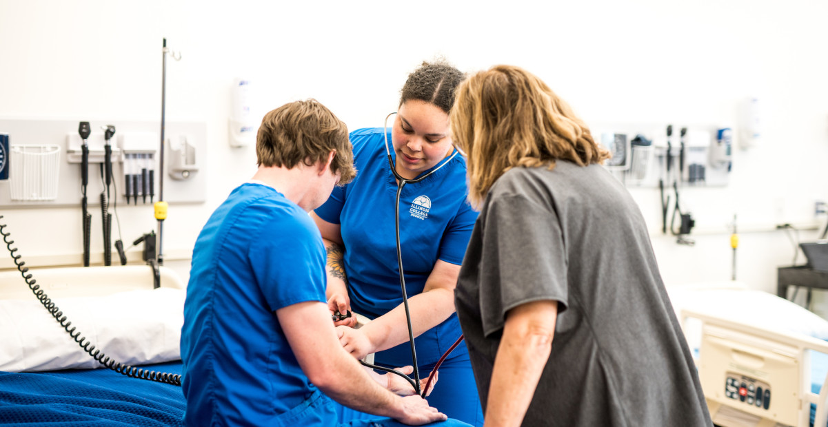Nursing students practicing skills 
