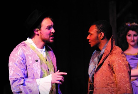 Students performing on stage 