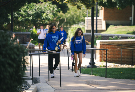 Students walking on campus